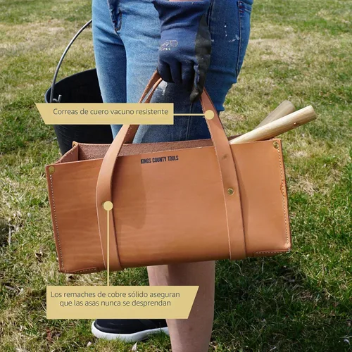 Vista 3 de Kings County Tools Bolsa de cuero de búfalo para herramientas Gran capacidad de almacenamiento Fácil de acceder y transportar Correas