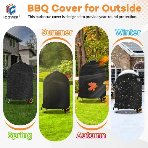 Vista 7 de i COVER Funda para parrilla Weber de 22 pulgadas, cubierta impermeable para parrillas Weber Char-Broil de 22 pulgadas, cubierta de barbacoa