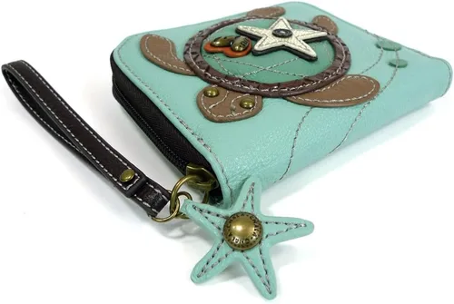 Vista 4 de CHALA Bolsos, cartera con cremallera alrededor de la cartera, pulsera, 8 ranuras para tarjetas de crédito, monedero resistente para mujeres