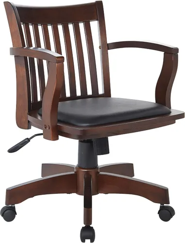 Vista 5 de OSP Designs Silla de madera Deluxe, silla de escritorio con asiento de madera acolchado, madera de fruta, Madera, Negro