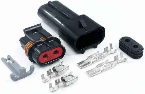 Vista 2 de Conector impermeable Metri-Pack de 2 pines, terminales y sellos de 10-12 awg, 46 amperios (10-12 GA (1 juego))