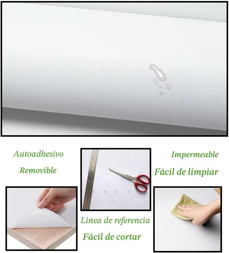 Vista 6 de Safiyya 118"x17.7" Papel pintado de contacto blanco, autoadhesivo, despegar y pegar, impermeable, rollos de papel de vinilo para cocina, dormitorio