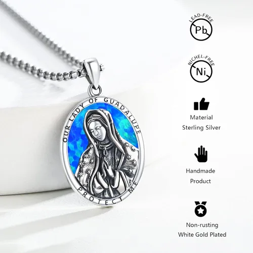 Vista 3 de Collar unisex con colgante de San MiguelSan CristóbalSan SebastiánÁngel GuradianoNuestra Señora de Guadalupe para hombres y mujeres, collar