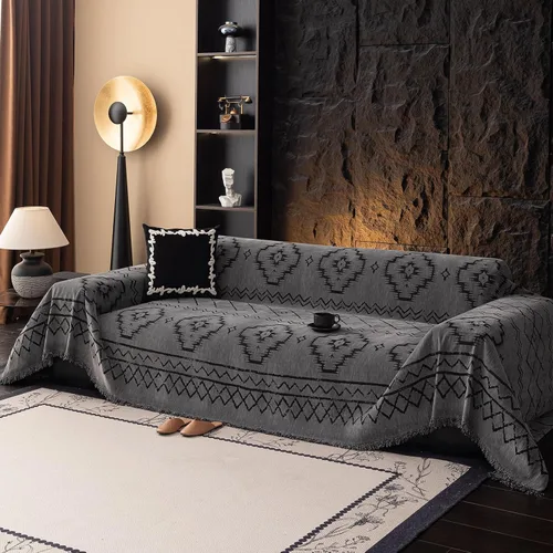 Vista 20 de DREAMINGO Funda de Sofá de Chenilla Beige Bohemia Geométrica Jacquard para Sofá de 3 Cojines Antideslizante Seccional Forma de L para Perros