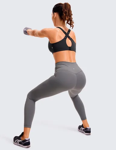 Vista 3 de CRZ YOGA Brasier deportivo de alto impacto con cremallera frontal para mujer, copa moldeada, sin varillas, para entrenamiento, yoga, con correas