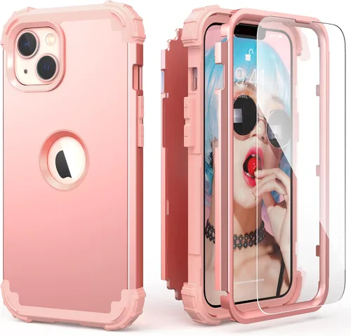 Vista 28 de IDweel Funda para iPhone 13 con Protector de Pantalla, para Funda iPhone 14, Híbrida Resistente a Golpes de Servicio Pesado Protección Cubierta Dura