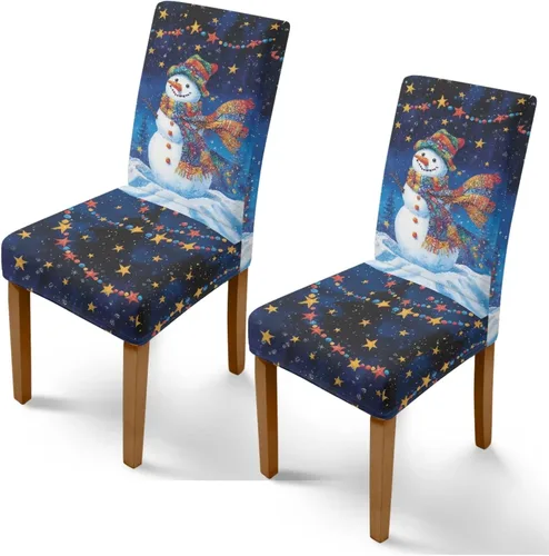 Vista 25 de Rnyleeg Juego de 1 fundas navideñas para sillas de comedor, color azul oscuro, fundas protectoras extraíbles y lavables para sillas de cocina