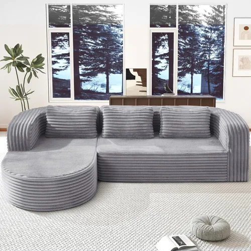 Vista 68 de Hobestluk - Sofá modular sin hueso, sofá seccional en forma de L 96" Right Facing Chaise Black,Memory Foam,Removable Cover,Non-slip Bottom,No