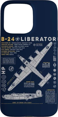 Vista 24 de iPhone 15 B-24 Liberator Consolidated Aircraft B24 Bomber Vintage Case