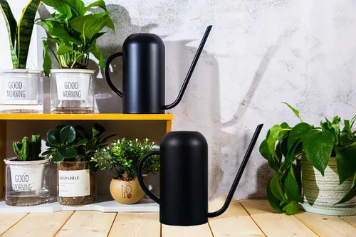 Vista 7 de Regadera de metal con boquilla larga de 40 oz/1.3 L, regadera de acero inoxidable para plantas de interior y exterior, negro mate