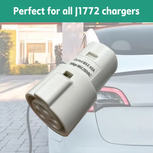 Vista 7 de Adaptador de carga J1772 a Tesla compatible con adaptador de cargador SAE J1772 EV a accesorios Tesla Model 3, Y, S, X (blanco)