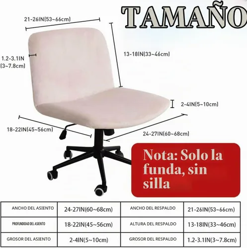 Vista 3 de NICEEC Funda para silla cruzada sin brazos, para oficina, dormitorio, escritorio, tocador, computadora, respaldo medio, asiento ancho sin protector