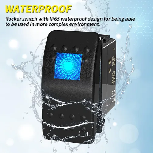 Vista 4 de Joinfworld Interruptor basculante marino de 12 V, 24 V, interruptor basculante iluminado, 12 voltios, 20 A, LED azul, 3 pines, SPST