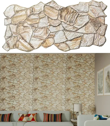 Vista 11 de Dundee Deco Paneles de pared 3D, paneles de pared de PVC de piedra sintética de carbón blanco para decoración de pared interior, sala de estar, Gris