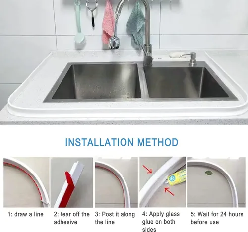 Vista 6 de Protector de agua plegable para ducha, protector contra salpicaduras de agua, barrera de agua para cabina de ducha, retenedor para separación húmeda