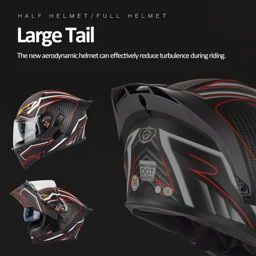 Vista 2 de Casco modular Bluetooth para motocicleta, aprobado por DOT/ECE, cascos delanteros abatibles, viseras antivaho duales, casco de cara completa, MP3
