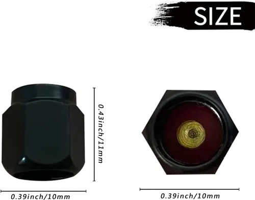 Vista 2 de Tapones de vástago de válvula de neumático de loto azul morado, 4 piezas de tapas de válvula de aire de metal negro, tapas de vástago de rueda
