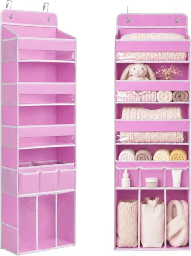Vista 9 de Organizador de almacenamiento para colgar en puerta, con 3 compartimentos, 1 organizador de pañales para bebé móvil, 1 organizador de almacenamiento