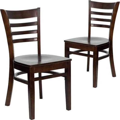 Vista 12 de Flash Furniture HERCULES Series Silla de restaurante de madera natural con respaldo de escalera - Asiento de vinilo burdeos Asiento de vinilo