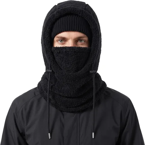 Vista 19 de Ski Mask Balalclava Windproof Face Mask Warm Fleece Neck Cover for Cold Weather Helmet Hood for Men & Women A01-negro