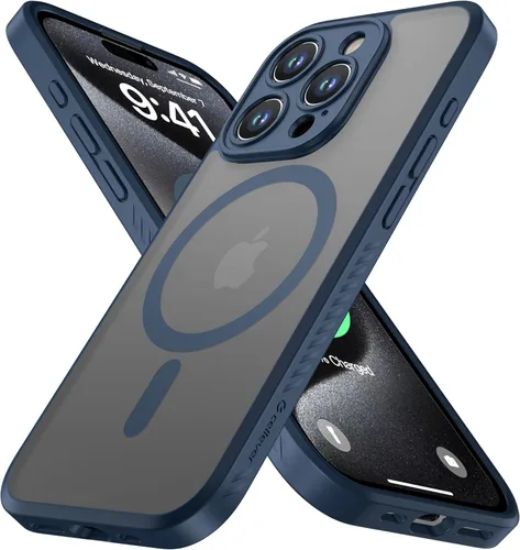 Vista 12 de CellEver Funda magnética fuerte para iPhone 15 Pro [protección de cámara] [prueba de caídas de grado militar] [compatible con MagSafe] Funda delgada