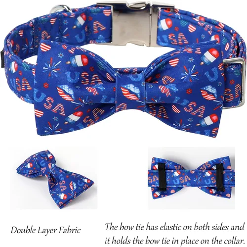 Vista 167 de Lionet Paws Collar de perro de Halloween con corbatín, bonito collar de algodón ajustable con hebilla de metal para perros pequeños, medianos y A