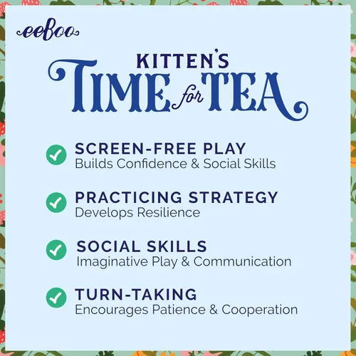 Vista 10 de eeBoo Kitten's Time for Tea Spinner Game, Story Building, 2-4 jugadores