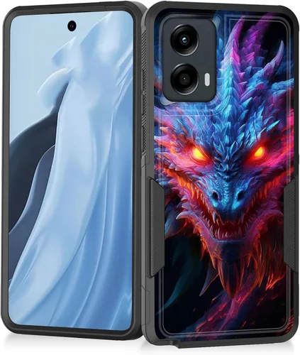 Vista 172 de Funda para Moto G Play 4G 2024, resistente de doble capa híbrida de policarbonato duro, goma suave, a prueba de golpes, funda protectora resistente