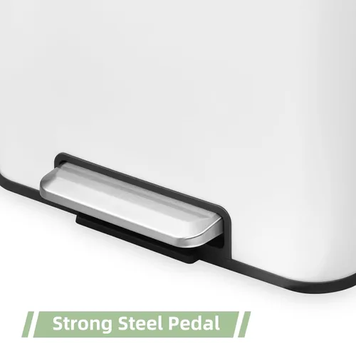 Vista 6 de Cubo de basura rectangular de doble compartimento para reciclaje de cocina con tapa de cierre suave, acero inoxidable de 2 x 4 galones