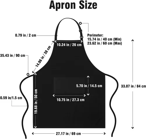 Vista 7 de Xornis Paquete de 2 delantales ajustables con 2 bolsillos para mujeres y hombres, cocinero, cocinero, color negro