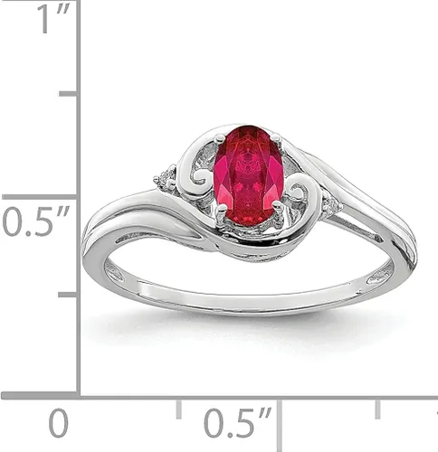 Vista 3 de 925 Sterling Silver Diamond Red Ruby Band Ring Gemstone Fine Jewelry For Women Gifts For Her