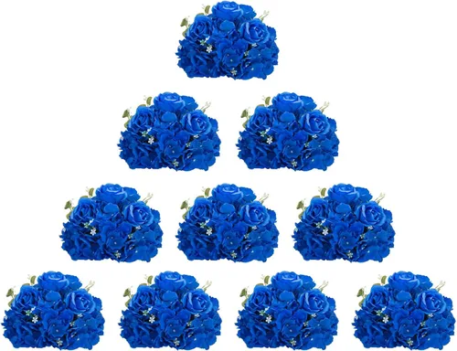 Vista 4 de BLOSMON Bolas de Flores Artificiales Centros de Mesa de Boda 2 Piezas 11.8" Lila Flores Falsas Rosa Hortensia Arreglo de Bolas Centro de Mesa