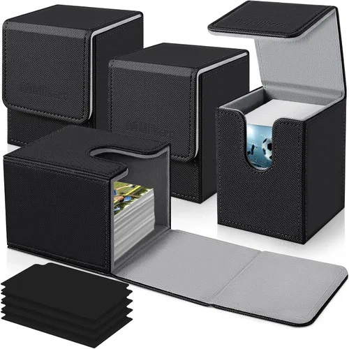 Vista 14 de Mlikero Paquete de 2 cajas de cartas Commander con capacidad para más de 200 tarjetas de una sola funda con 2 divisores, caja magnética de cuero