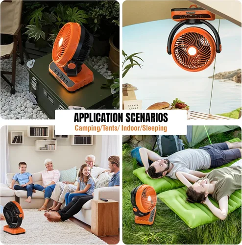 Vista 8 de Raddy Ventilador de camping recargable CF5 40000mAh LED luz gancho