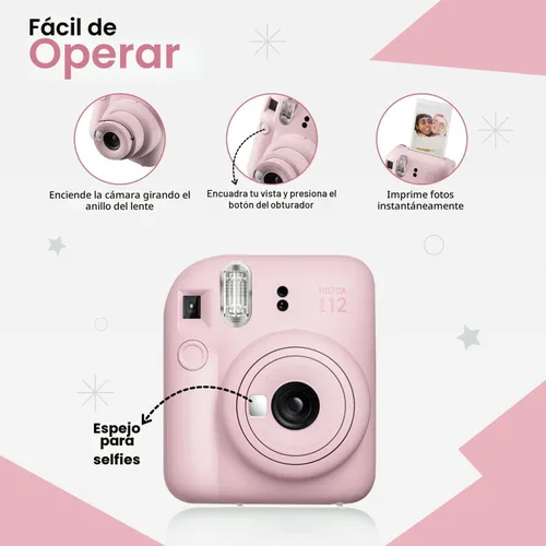 Vista 5 de Cámara Fujifilm Instant Mini 12 + Paquete de Accesorios y Funda Personalizada Compatible + Fuji Instant (20 Fotos) Álbum de Fotos Mini de Diseñador