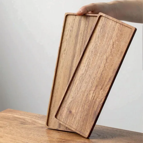 Vista 8 de Platos y bandejas de madera maciza de 13.8 pulgadas de madera de acacia natural para charcutería, tabla de quesos (3)