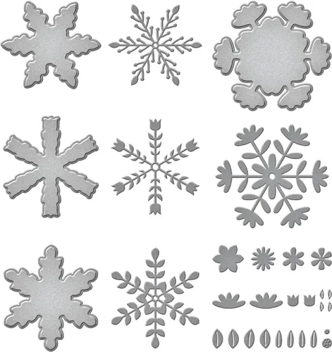 Vista 4 de Spellbinders Delicados copos de nieve grabados troquelados, metal