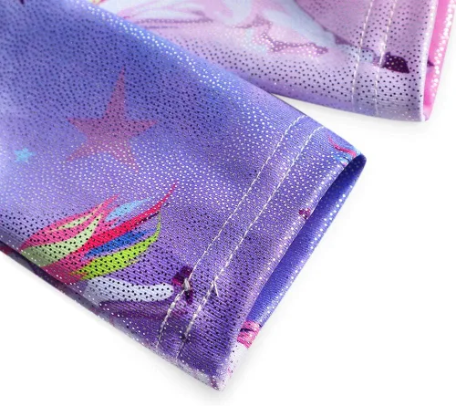 Vista 129 de HOZIY - Leotardos de manga larga para niñas, de gimnasia, para niños pequeños, trajes florales de unicornio, galaxia, arco iris, patrón de rayas