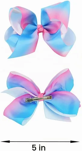 Vista 3 de BGFKS Falda tutú de tul de ballet en capas para niñas pequeñas con lazos coloridos para el cabello Azul