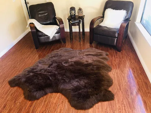 Vista 60 de LAMBZY Alfombra de piel de oveja auténtica, parte inferior gruesa y fuerte, fácilmente lavable, resistente a las manchas, perfecta para sala