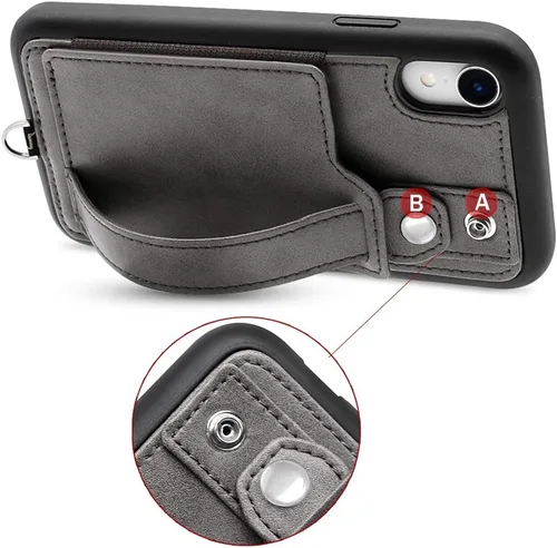 Vista 8 de TOOVREN Funda tipo cartera para mujeres y hombres con tarjetero de cuero (gris, funda para iPhone XR de 6.1 pulgadas)