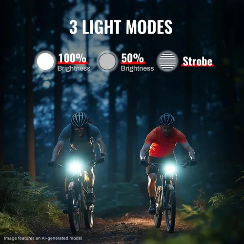 Vista 11 de Juego de luces de bicicleta con bocina 1400LM USB recargable faro de bicicleta y luz trasera y bocina impermeable 3 modos de iluminación se adapta a