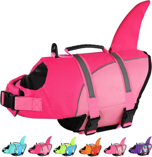 Vista 20 de Doglay Chaleco salvavidas para perro, chaleco salvavidas de tiburón Camuflaje azul-tiburón