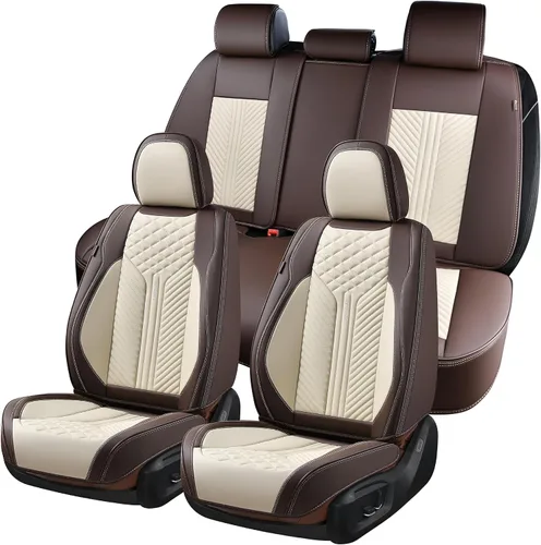 Vista 10 de Coverado Fundas de asiento delantero, paquete de 2 fundas de asiento impermeables para automóviles, cojines de asiento de cuero de lujo, protectores
