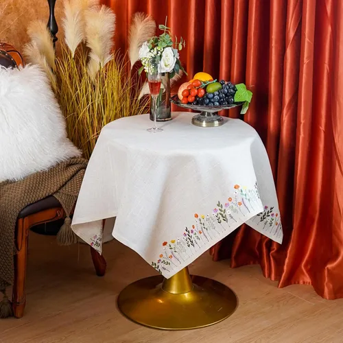 Vista 4 de ARTABLE Mantel pequeño de encaje de macramé de otoño y Navidad, para Acción de Gracias, al aire libre, granja, rústico, cocina, fiesta, cumpleaños