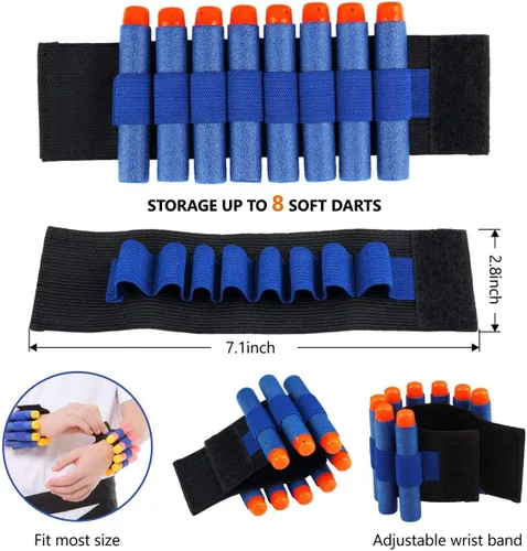 Vista 2 de Compatible con dardos Nerf Guns – 20 piezas de suministros de fiesta, accesorios de pistola de juguete, soportes de munición de muñeca EVA Soft