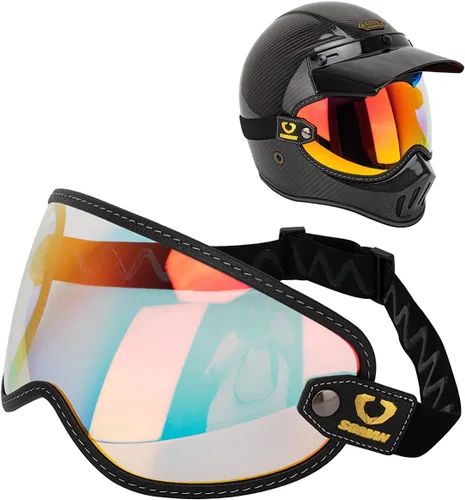 Vista 12 de Protector retro para casco de motocicleta, visera de burbujas, lentes de policarbonato de repuesto universal para casco completo de cara abierta