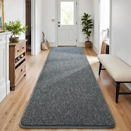 Vista 9 de Chicrug - Alfombra geométrica moderna de 2 x 6 pies para dormitorio o pasillo Negro Geometric