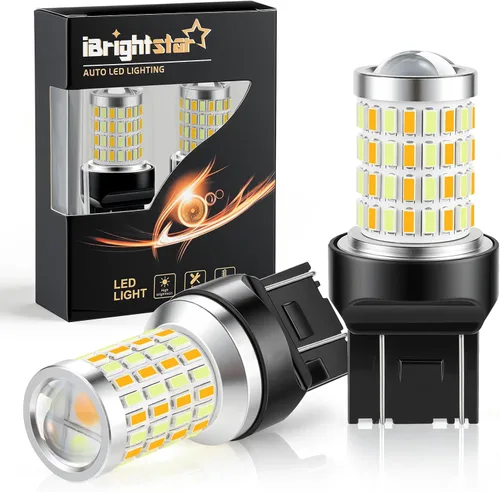 Vista 8 de iBrightstar Bombillas LED Super Bright 1157 2057 2357 7528 BAY15D P21/5W Switchback con proyector de repuesto para luces de circulación diurna/DRL