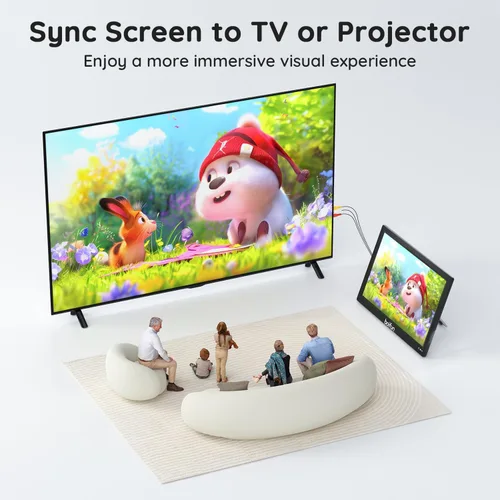 Vista 7 de Boifun Televisor portátil de 15.6 pulgadas con antena, reproductor de DVD integrado, radio FM, batería de 5000 mAh, compatible con entrada